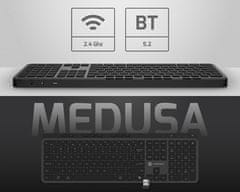 Natec MEDUSA bežična tipkovnica, Bluetooth / USB 2.4GHz, tihi prekidači, punjiva baterija, USB-C