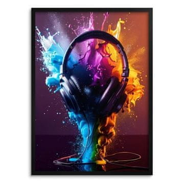 Slika Poster za mlade u okviru Slušalice Glazba za tinejdžere 50x70