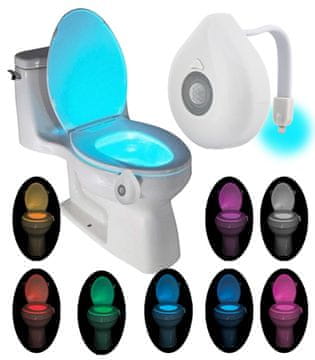 LED svjetiljka sa senzorom pokreta za WC - 8 boja, senzor sumraka, automatski prekidač