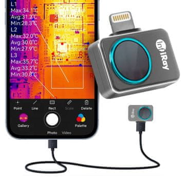 InfiRay P2 PRO termovizijska kamera pirometar Apple iOS aplikacija za osvjetljenje