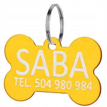Doggy ID oznaka, pseća kost, privjesak, privjesak za ključeve s imenom, zlato