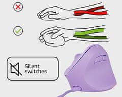 Natec CRAKE 2 PRO vertikalni žičani miš, 12800DPI, 6 tipki, tihi prekidači, RGB LED, ljubičasti