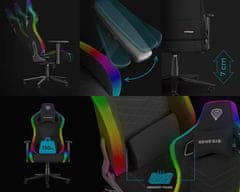 Genesis TRIT 660 RGB gaming / uredska stolica, ergonomska, podesiva visina / nagib, 2D nasloni za ruke, RGB LED osvjetljenje, do 150 kg, crna