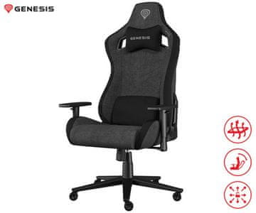 Genesis NITRO 660 gejmerska/uredska stolica, ergonomska, podesiva visina/nagib, ljuljačka, 2D nasloni za ruke, do 150 kg, crno-siva