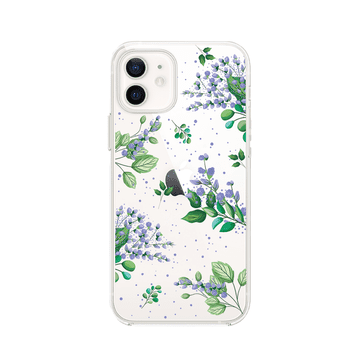 Futrola za iPhone 12, prozirna, silikonska Flexi, ljubičasto cvijeće