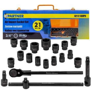 Partner Udarni nasadni ključevi 3/4'' 21 komada 6-kraki 17-50 mm u kutiji