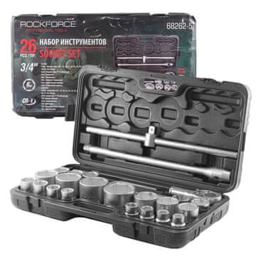 ROCKFORCE Set nasadnih ključeva 3/4' 1" u kutiji sa 6 krakova