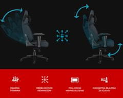 Genesis NITRO 800 igraća / uredska stolica, ergonomska, podesiva visina / nagib, ljuljačka, 4D nasloni za ruke, tkanina, do 150 kg, crno-siva