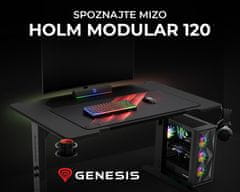 Genesis HOLM MODULAR 120 uredski / gaming stol, modularni, robusna konstrukcija, podesiva visina, RGB LED rasvjeta, upravljanje kabelima, crni