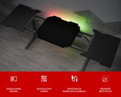Genesis HOLM MODULAR 180 uredski / gaming stol, modularni, robusna konstrukcija, podesiva visina, RGB LED rasvjeta, crni