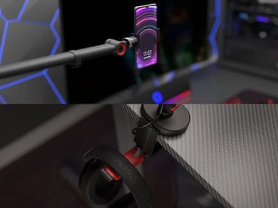 Držalo za slušalke in utori za kable