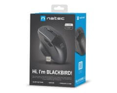 Natec BLACKBIRD 2 bežični miš, ergonomski, USB 2.4GHz, 1600DPI, tihe tipke, 1x AA, crni
