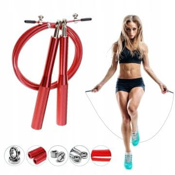 TOJATO ČELIČNO UŽE ZA PRESKAKANJE S LEŽAJEVIMA, PODESIVO ZA CROSSFIT, crveno