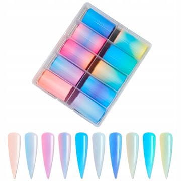 10x ZLATNA FOLIJA ZA PRIJENOS NOKTIJA 100cmx4cm PLAVI OMBRE SET
