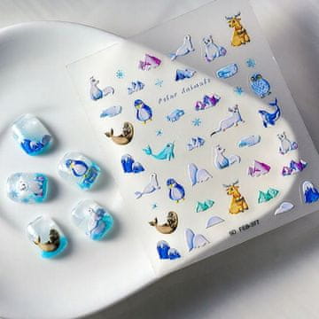 ZIMSKI 3D naljepnice za nokte Samoljepljivi konveksni uzorci ŽIVOTINJE