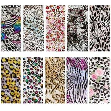 10x FOLIJA ZA PRIJENOS 10cmx4cm SET LEOPARD PJEGAVO ZEBRA KRZNO