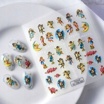 3D naljepnice za nokte samoljepljive konveksne uzorke anđela