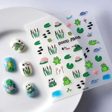 3D naljepnice za nokte samoljepljive konveksne uzorke FROG