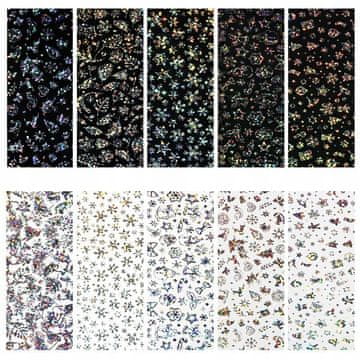 10x HOLOGRAFSKE FOLIJE ZA PRIJENOS 10cmx4cm BOŽIĆNI SET PAHULJICA