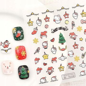 BOŽIĆNE HELLO KITTY samoljepljive 3D kupolaste naljepnice za nokte