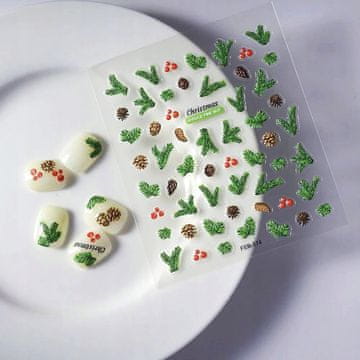 BOŽIĆNE 3D naljepnice za nokte, samoljepljivi uzorci stožaca