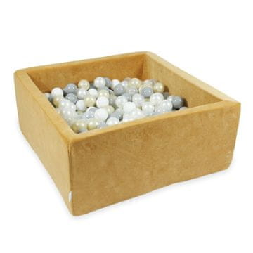 Mi Suhi bazen 90x90x40 Baršunasti mekani karamel s 400 kuglica: prozirna, bijela, biserna, siva, svijetlo zlatna