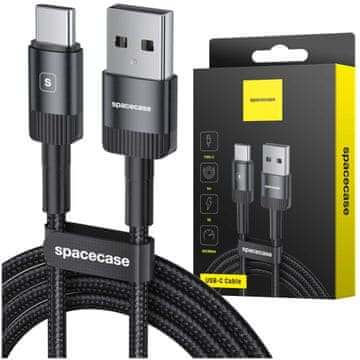 USB-C kabel 1M 3A crni