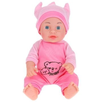 Nobo Kids GUMENA LUTKA U ODJEĆI 30 CM + BOČICA ZA BEBE