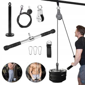 TOJATO Šipka za zgibove, set: šipka 2 cm, uže 2,5 m, ravna ručka 51 cm