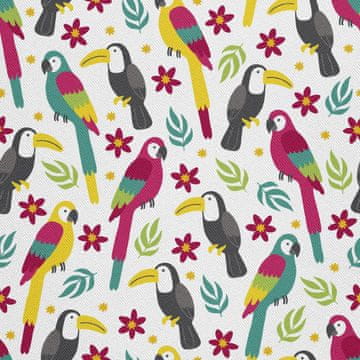 VANJSKI DEKOSTOFFE OXFORD - Motiv Papageien Tukane Blumen I DX195