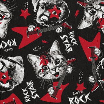VANJSKI DEKOSTOFFE OXFORD - Motiv Katze und Hund Rock Star I DX716