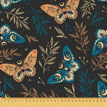 VANJSKI DEKOSTOFFE OXFORD - Motiv Schmetterlinge auf schwarzem I DR036