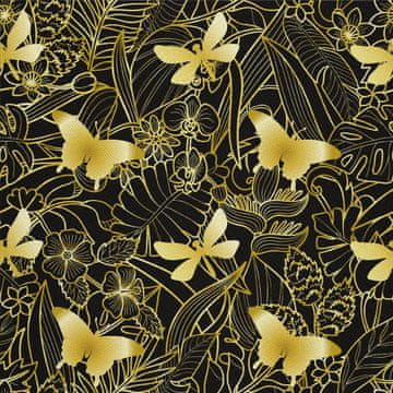 VANJSKI DEKOSTOFFE OXFORD - Motiv goldene Schmetterlinge I DX209
