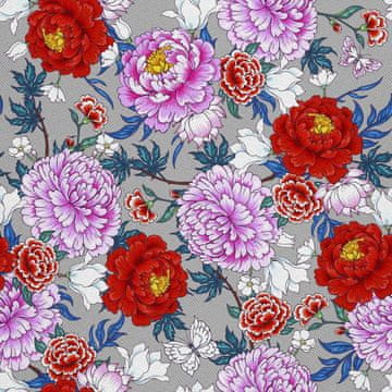 VANJSKI DEKOSTOFFE OXFORD - Motiv rosa und weiße Pfingstrosen I DX244
