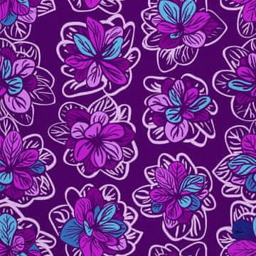 VANJSKI DEKOSTOFFE OXFORD - Motiv Blumen auf einem lila I DX448