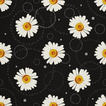 VANJSKI DEKOSTOFFE OXFORD - Motiv Kamille auf schwarzem I DX482