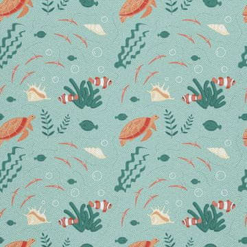 VANJSKI DEKOSTOFFE OXFORD - Motiv Schildkröten Fische Muscheln I DX311