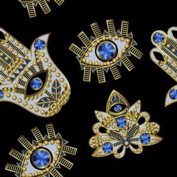 VANJSKI DEKOSTOFFE OXFORD - Motiv Hamsa Auge des Propheten I DX501