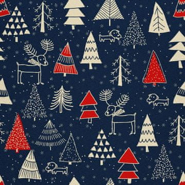 VANJSKI DEKOSTOFFE OXFORD - Motiv Weihnachtsbäume im Winter I DX281