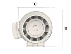 NORTADA ROKU P-200 bijeli odsisni kanalski ventilator 700/870 m3/h