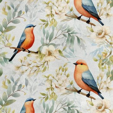 Royal Samt Stoff Polyester Zum Nähen - Motiv Vögel - RDX2977