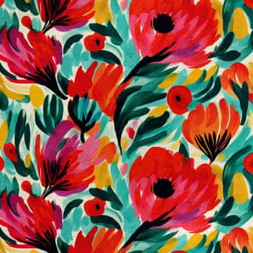 Royal Samt Stoff Polyester Zum Nähen - Motiv Blumen - RDX3046