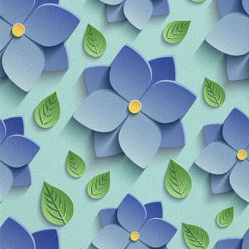 VANJSKI DEKOSTOFFE OXFORD - Motiv Blaue Blumen 3d