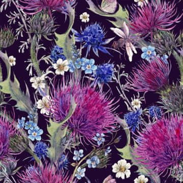 VANJSKI DEKOSTOFFE OXFORD - Motiv Disteln und Blumen