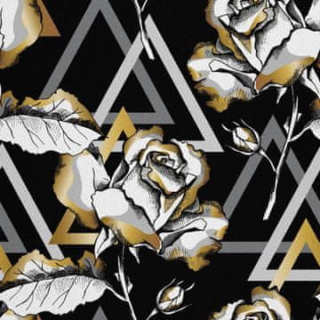 VANJSKI DEKOSTOFFE OXFORD - Motiv Goldene Rosen und Dreiecke