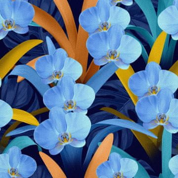 OUTDOOR DEKOSTOFFE OXFORD - Motiv Blaue orhideje