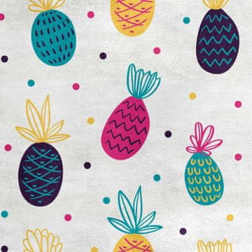 Royal Samt Stoff Polyester Zum Nähen - Motiv Ananas und Punkte