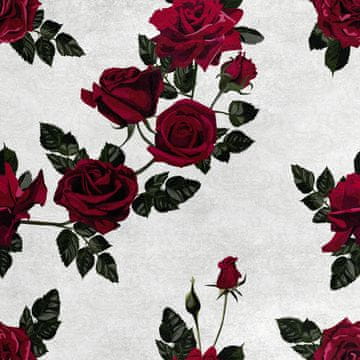 Royal Samt Stoff Polyester Zum Nähen - Motiv rote Rosen 3