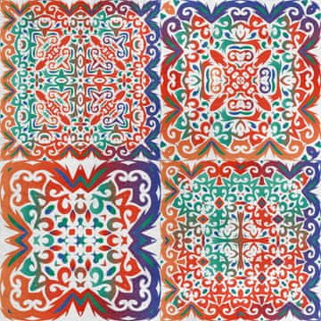 Royal Samt Stoff Polyester Zum Nähen - Motiv mexikanische Talavera 3
