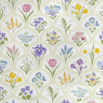 Royal Samt Stoff Polyester Zum Nähen - Motiv Frühlingsblumen 2